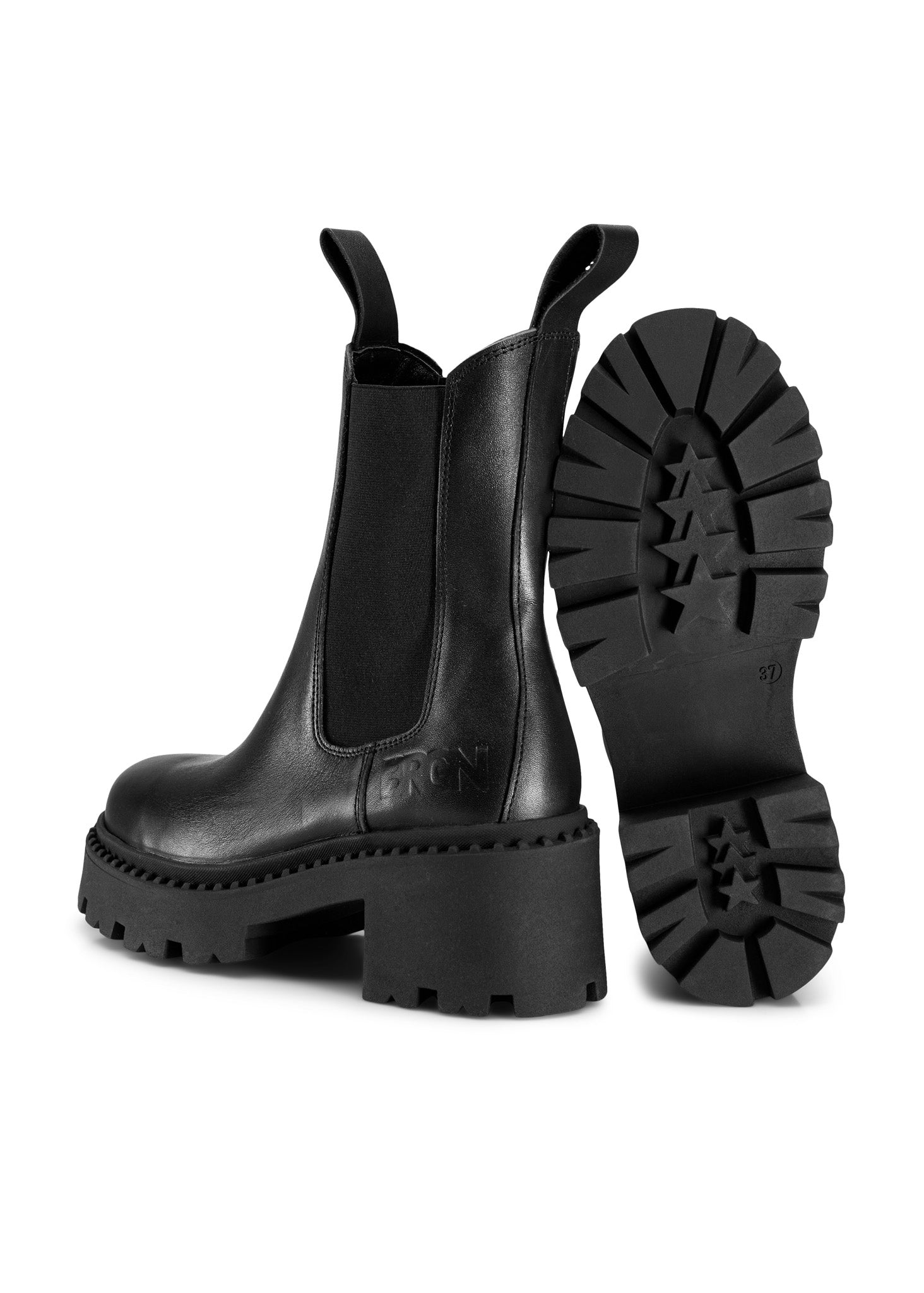 BRGN Heel Chelsea Boot Shoes 095 New Black
