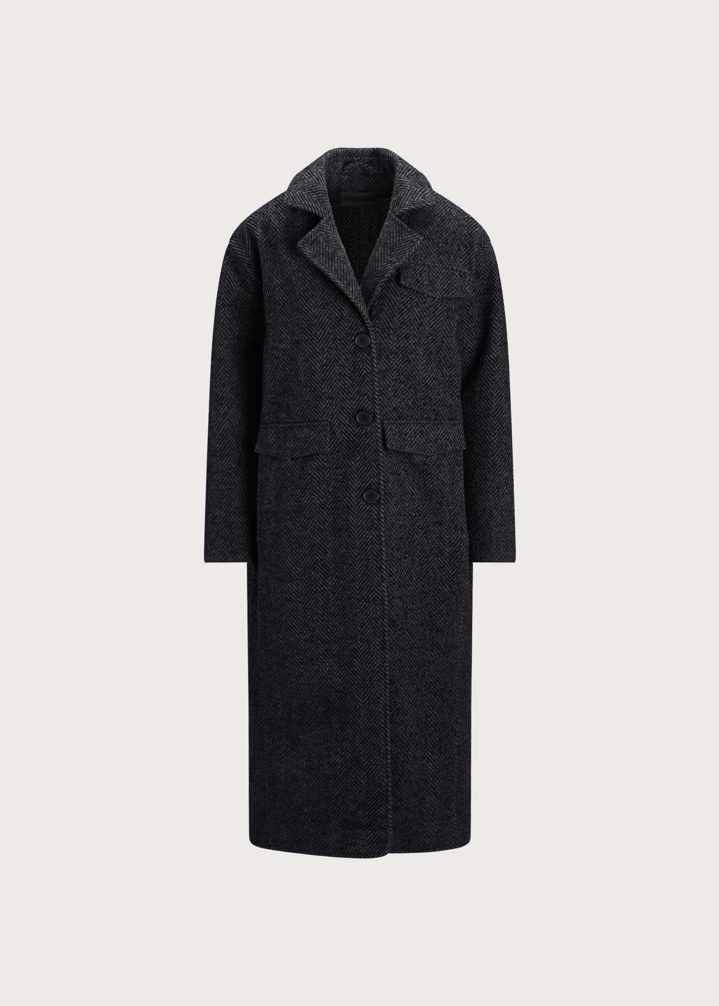 Regntid Coat - Black Herringbone
