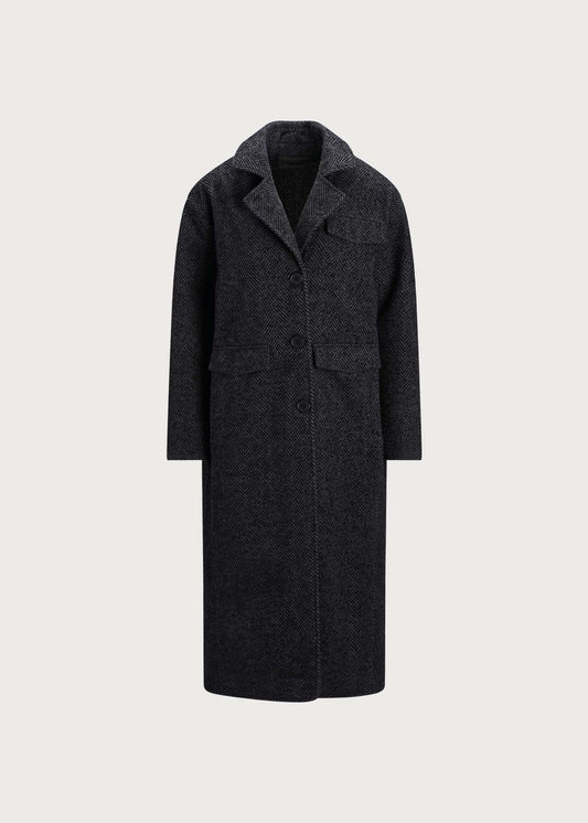 Regntid Coat - Black Herringbone