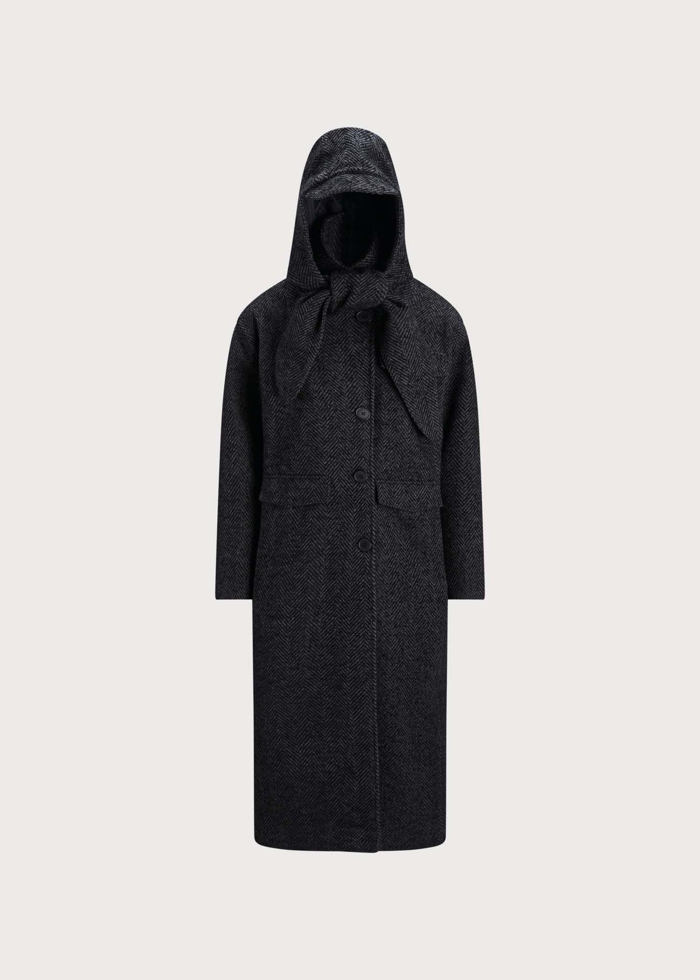 Regntid Coat - Black Herringbone