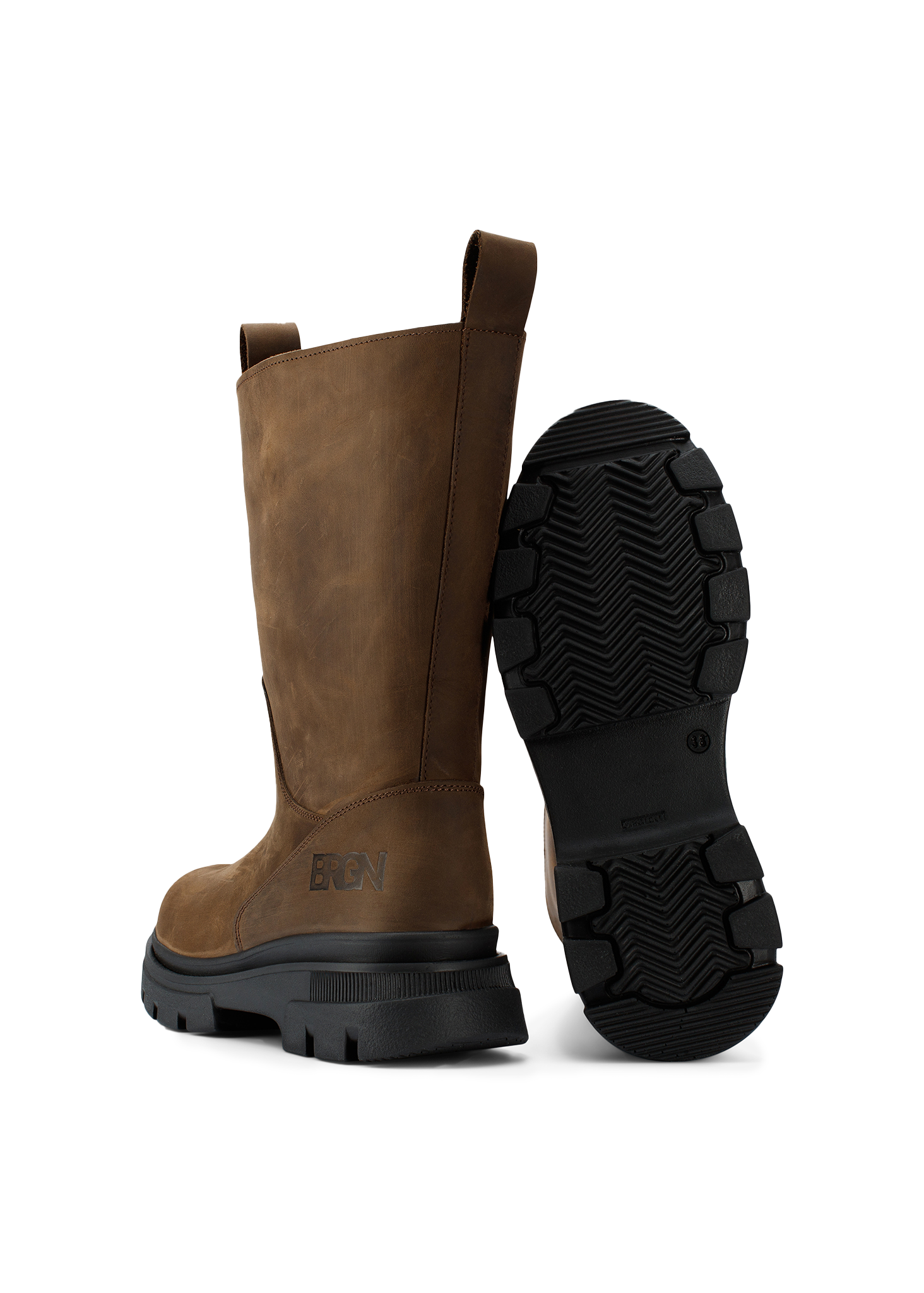 BRGN Biker Boots Shoes 185 Brown