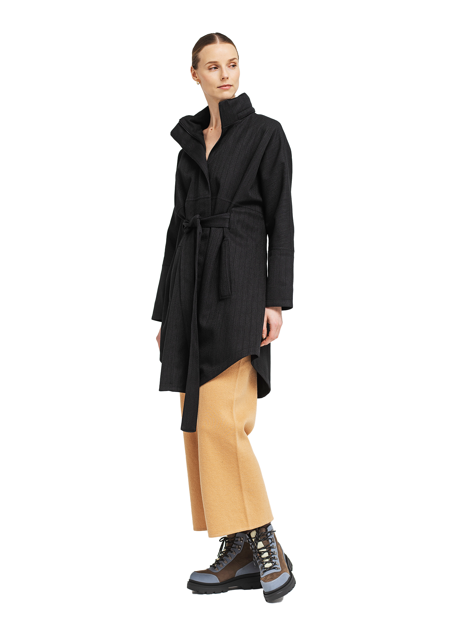 BRGN Bris Poncho Coats 097 Black Tweed