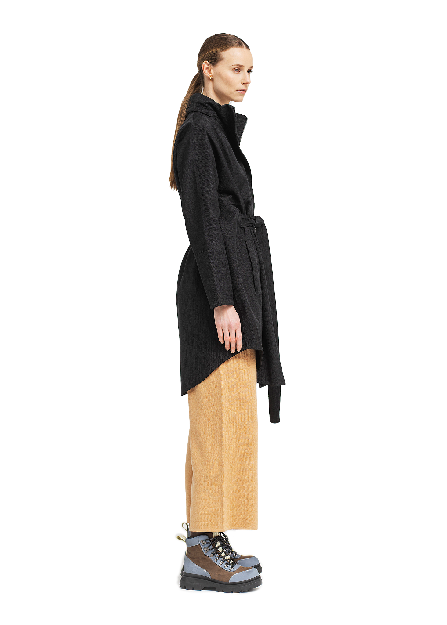 BRGN Bris Poncho Coats 097 Black Tweed