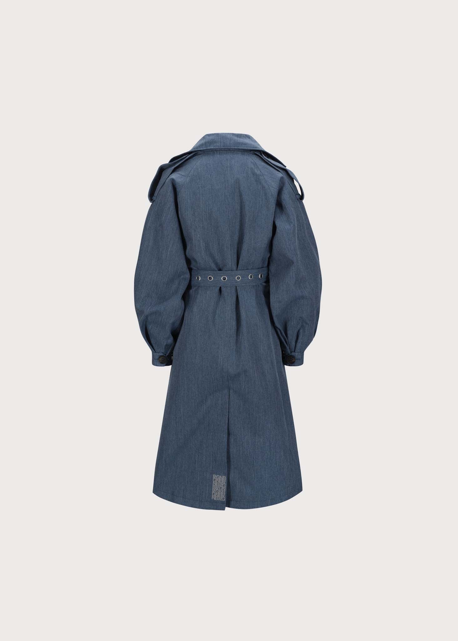 BRGN Duskregn Maxi Trench Coat Coats 735 Denim Blue