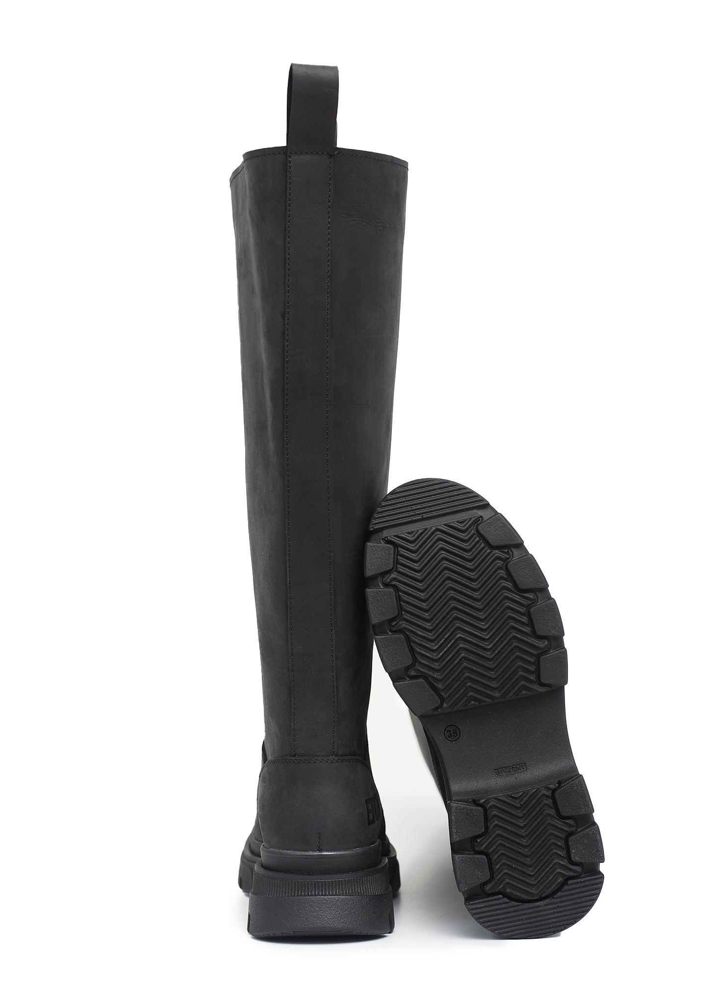 BRGN High Leather Boots Shoes 095 New Black