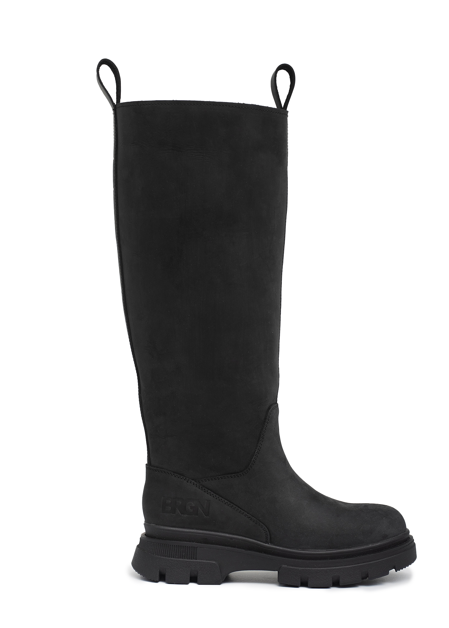 BRGN High Leather Boots Shoes 095 New Black