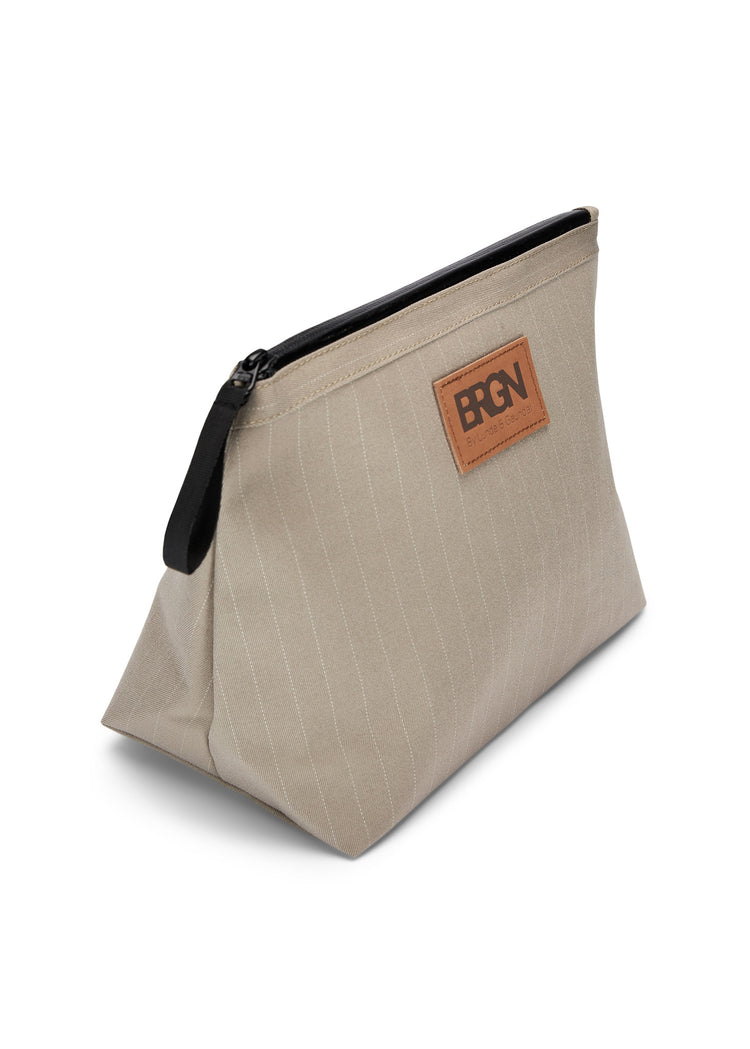 BRGN Large Pouch Accessories 139 Taupe Pinstripe