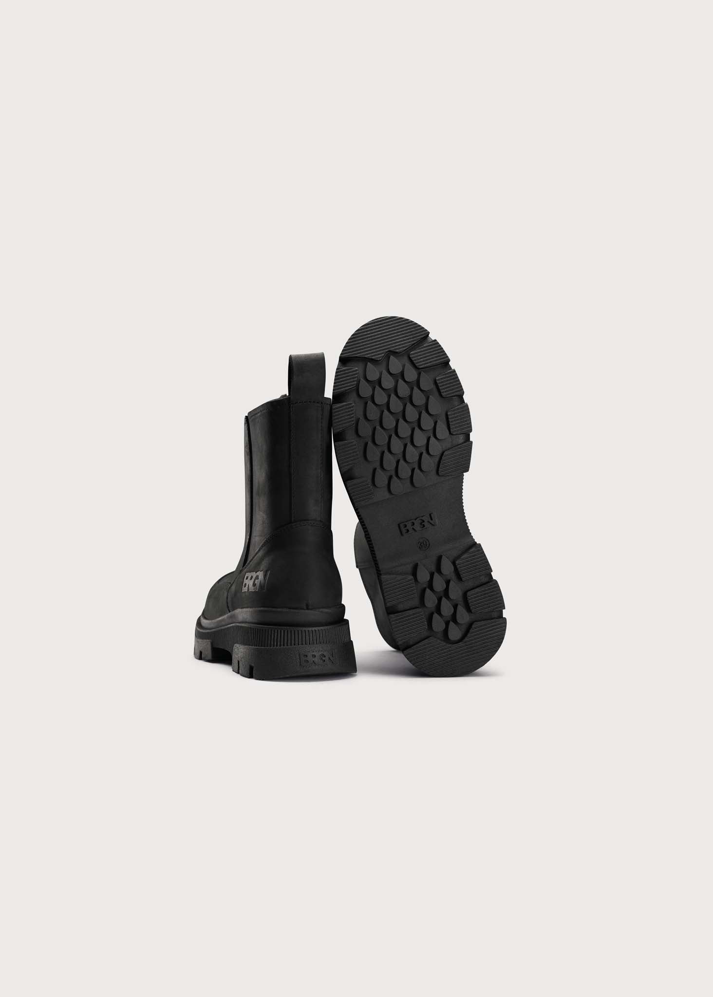 BRGN Pile Slip-in Boots Shoes 095 New Black