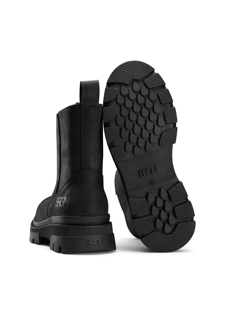 BRGN Pile Slip-in Boots Shoes 095 New Black