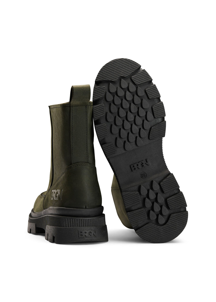 BRGN Pile Slip-in Boots Shoes 880 Rosin Dark Green