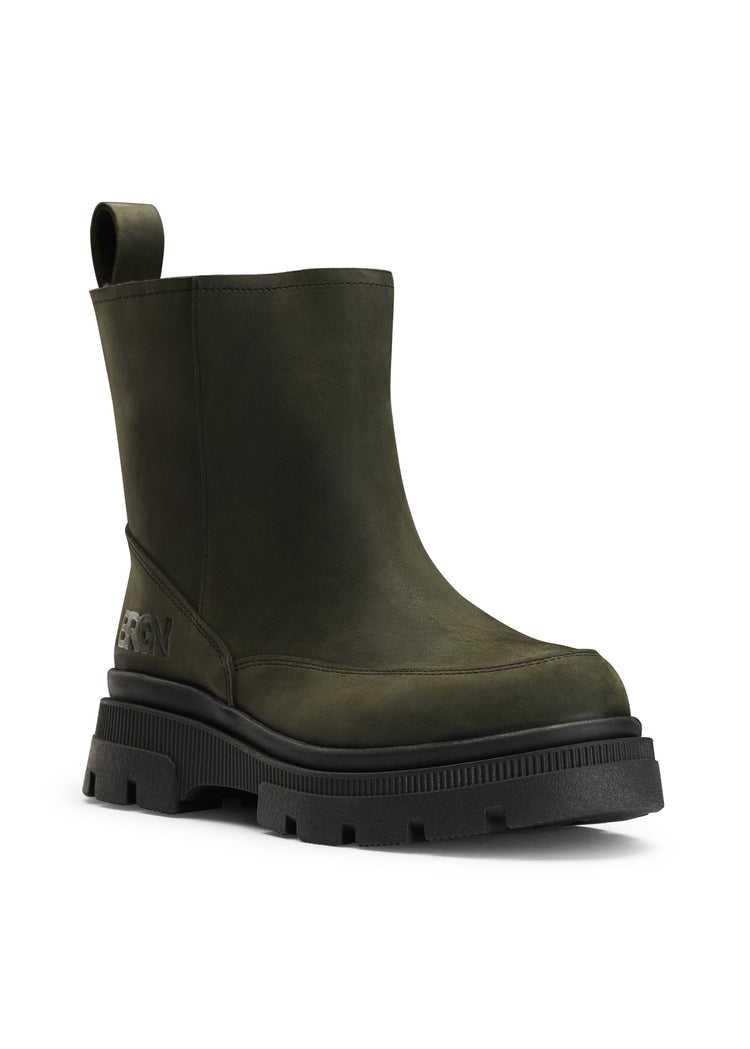 BRGN Pile Slip-in Boots Shoes 880 Rosin Dark Green