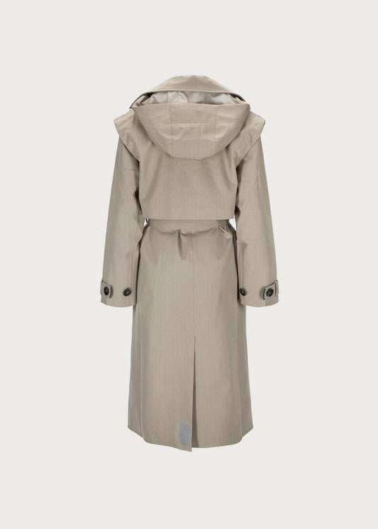 BRGN Regndråpe Trench Coat Coats 139 Taupe Pinstripe