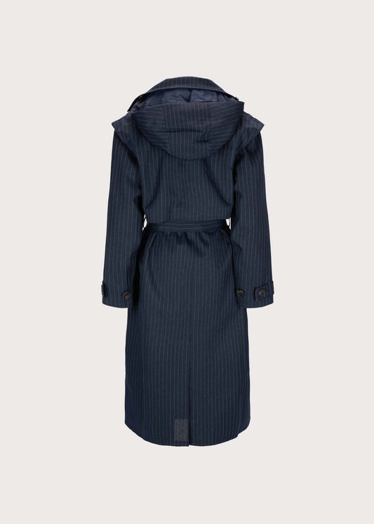 BRGN Regndråpe Trench Coat Coats 790 Navy Pinstripe