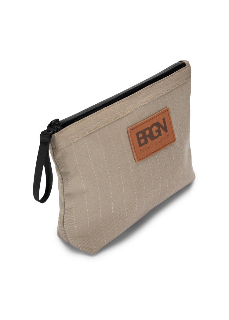 BRGN Small Pouch Accessories 139 Taupe Pinstripe