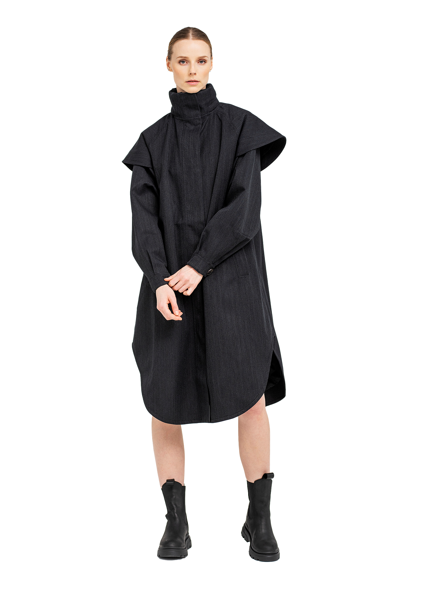BRGN by Lunde & Gaundal Tyfon Coat Coats 097 Black Tweed